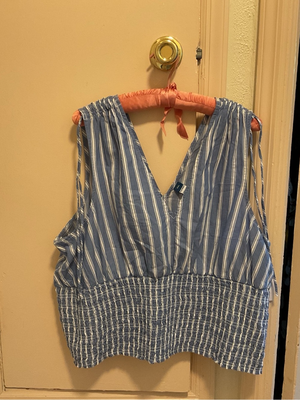 Old Navy Blue and White Striped V-Neck Tank